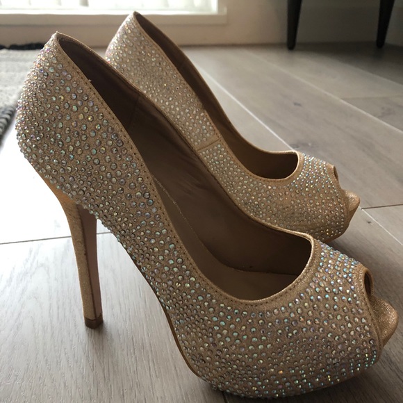 bella luna Shoes Bella Luna Champagne Rhinestone Pumps